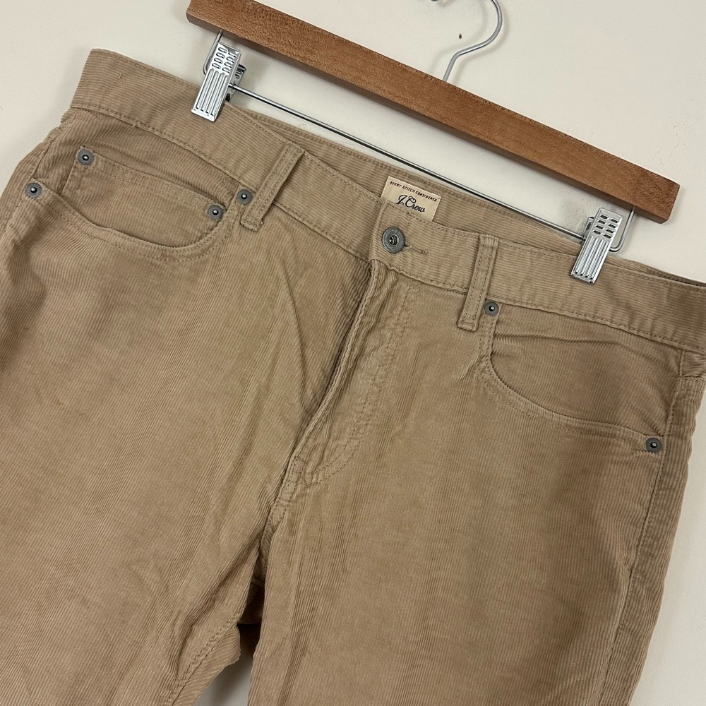 J.Crew 484 Corduroy Pants Khaki Cotton Stretch Straight Leg Mens 34x32